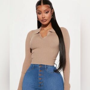 Amber Crop Sweater - Khaki